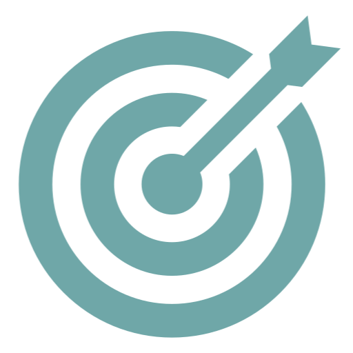 Bullseye symbol with an arrow hitting center.