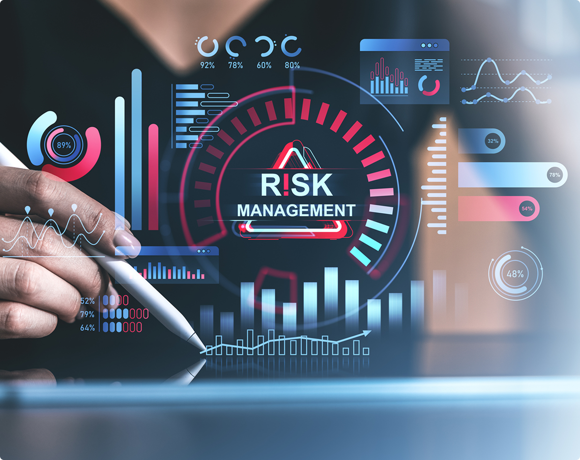 Risk management concept with digital graphics