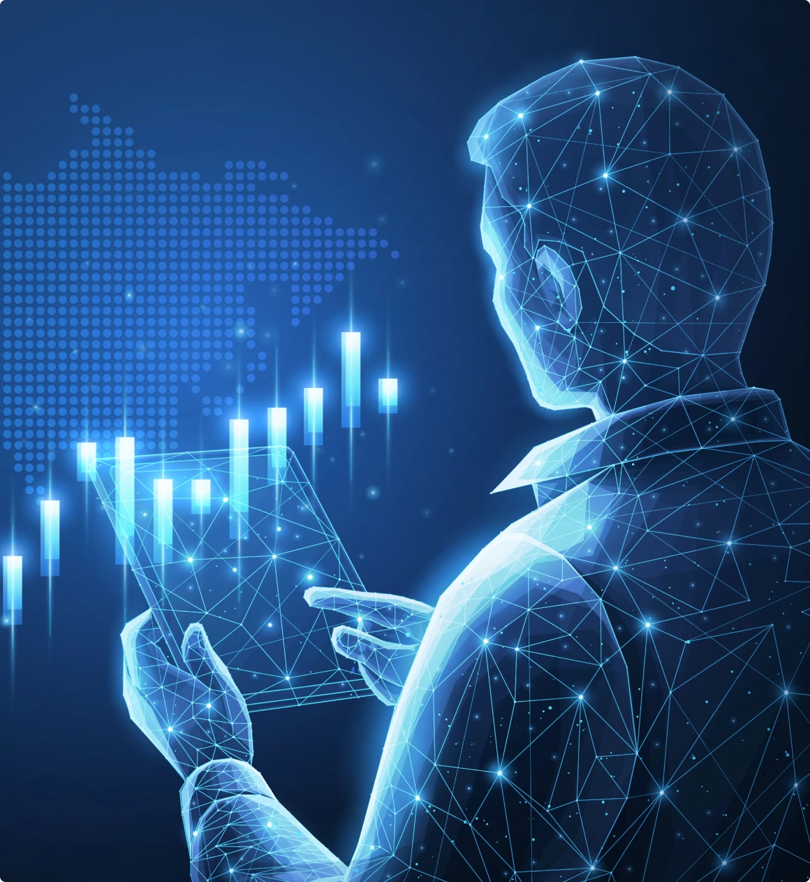 Digital analysis concept with futuristic overlay